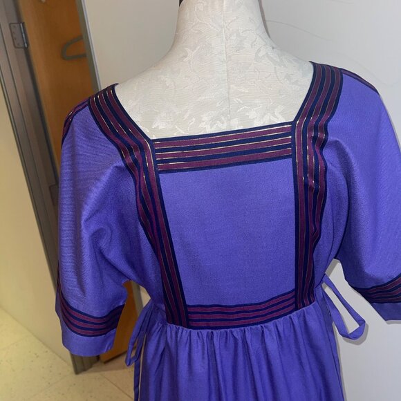 Meo Fashions By Kit Vintage Womens Dress Size Large Purple Kimono Sleeve Maxi - Picture 7 of 16
